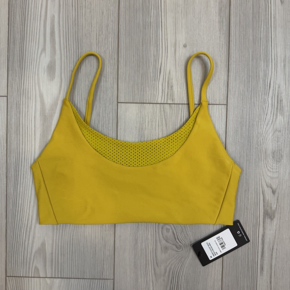 NWT Peloton X Robin Arzon Medium Merit Scoop Neck Mesh Pieced Bra Antique Yellow